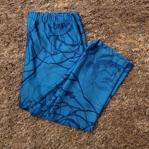 Under Armour Blue Floral Print Cropped Workout Pants M - Picture 4 of 9